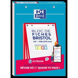 OXFORD Bloc de Fiches Bristol 2.0 A5 Petits Carreaux 5mm 30 Fiches Collées Bords Colorés Assortis - Image 5