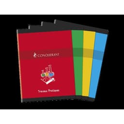 CONQUERANT Cahier de Travaux Pratiques 24x32cm Grands Carreaux Seyès/Uni Blanc 96 Pages Agrafées Couverture Ca - Image principale