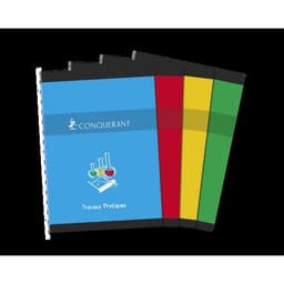 CONQUERANT Cahier de Travaux Pratiques A4 Grands Carreaux Seyès/Uni Blanc 120 Pages Agrafées Couverture Carte - Image principale