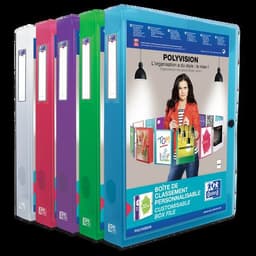 OXFORD Boîte Capacité Standard Polyvision 24x32cm Dos 40mm avec Bouton Pression Couverture Polypro Opaque Colo - Image principale
