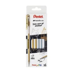 Pochette 6 stylos bille encre gel Pentel - Image principale