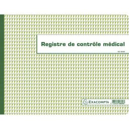 Lot de 5 Registre de Contrôle médical - folioté - 60 pages - Image principale
