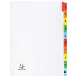 Lot de 20 Intercal. imprimés num. carte blanche 160g 10 positions A4 - Image principale