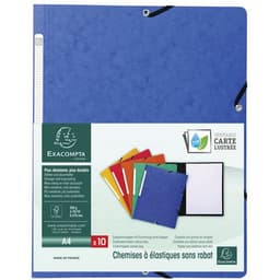 Lot de 50 chemises à élastique sans rabat carte lustrée 355gm² A4 bleu - Image 2