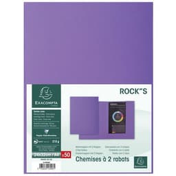 Lot de 5 paquets de 50 chemisess 2 rabats ROCK''S 210 - 24x32cm violine - Image 3