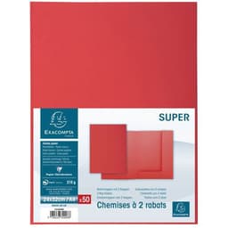 Lot de 5 paquets de 50 chemisess 2 rabats SUPER 210 - 24x32cm - rouge - Image 3