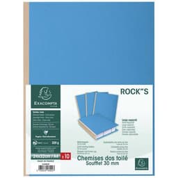Lot de 10 paq. 10 chem. à soufflet dos toilé ROCK''S 24x32cm bleu - Image 3