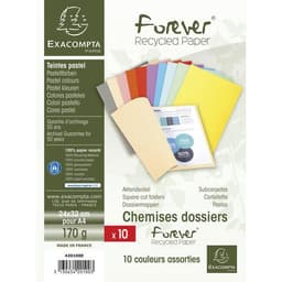 Lot de 10 paq. 10 chem. Forever 170 100% recyclé 24x32cm col. assort. - Image 2