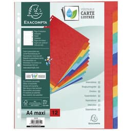 Lot de 15 Intercalaires carte lustrée 400g 12 positions - A4 maxi - Image 3