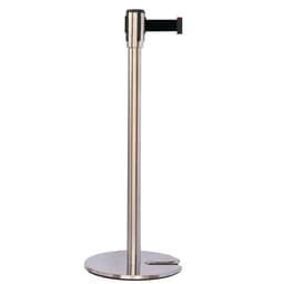 Poteau chromé sangle noir 2m base emboîtable chromé - Image principale