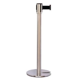 Poteau chromé sangle noir 5m base emboîtable chromé - Image principale