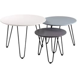 Lot de 3 tables gigognes Fabio diamètre 60-50-40 cm Blanc/Bleu/Gris - Image principale
