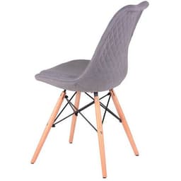 Lot de 4 chaises Lindy pied bois naturel tissu Gris clair - Image 2