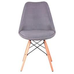 Lot de 4 chaises Lindy pied bois naturel tissu Gris clair - Image 3