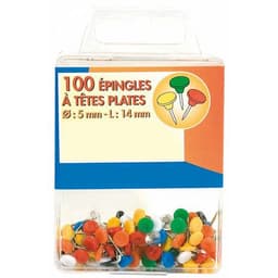 Boite de 100 épingles de signalisation tête plate couleurs assorties - Image principale
