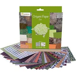 Pochette 60 feuilles papier 70 g origami 20x20 cm thème zoo + planche stickers yeux - Image principale