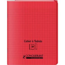 Cahier avec rabats 96 pages seyes, format 24 x 32 cm Polypropylène - Rouge - Image principale