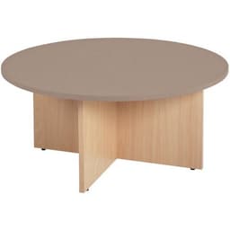 Table basse range-poufs Diabolo Ø 100 cm Taupe/Hêtre - Image principale