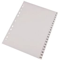 Lot de 12 Intercalaires en plastique, numériques, A4 - Image principale