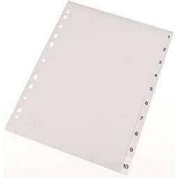 Lot de 12 Intercalaires en plastique, numériques, A4 - Image principale