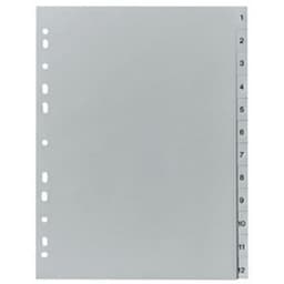 Lot de 12 Intercalaires en plastique, chiffres, A4 - Image principale
