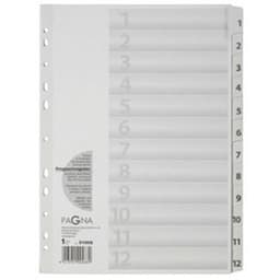 Lot de 6 Intercalaire en carton chiffres 1 - 12, A4, 12 touches - Image principale