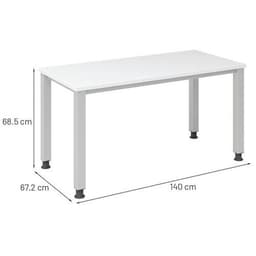 Bureau droit pieds carrés 140 cm Blanc - Image 4
