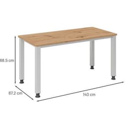 Bureau droit pieds carrés 140 cm Chêne - Image 4