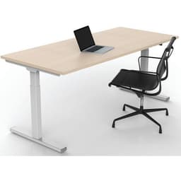 Bureau droit Inesa avec pied réglable en T Chêne 180 cm - Image 4