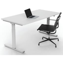 Bureau droit Inesa avec pied réglable en T Blanc 160 cm - Image 5