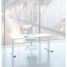 Bureau droit Inesa avec pied réglable en T Blanc 200 cm - Image 3