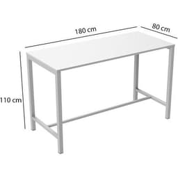 Table de réunion haute Jona Plateau  Blanc Long  : 180 cm - Image 3
