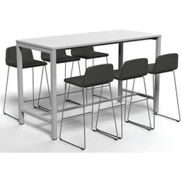 Table de réunion haute Jona Plateau  Blanc Long  : 180 cm - Image 4
