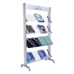 Présentoir mobile 4 tablettes pléxi 16 documents 24x32 coloris gris - Image principale