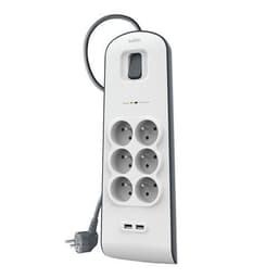 Parafoudre 6 prises 650 Joules et 2 USB 2.0 avec cordon 2 m - Image principale