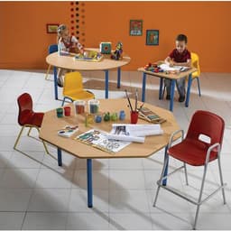 Table maternelle 1/2 lune 4 pieds tube Lise - Image 2