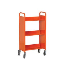 Chariot à livres simple face, 3 tablettes inclinées coloris orange RAL 2004 - Image principale
