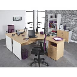 Bureau Asymétrique pied panneau retour à droite 160 cm Hêtre/alu - Image principale