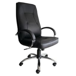 Fauteuil de direction Pampa piètement chromé cuir coloris noir - Image principale