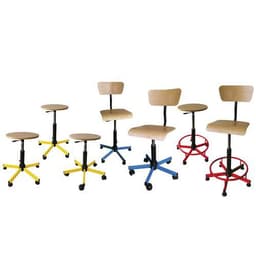Tabouret assise bois, réglable par verin à gaz, avec repose-pieds - Image 2