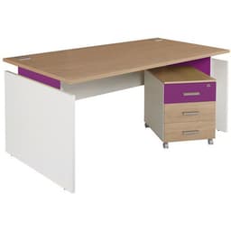 Pack bureau droit Linéo Chêne + caisson mobile Simmob - Image principale