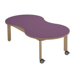 Table Lili avec roulettes piétement hêtre plateau cacahuète - Image 3