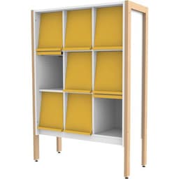 Présentoir 9 cases stockage structure bois volets bleu RAL5012 Ellipse enfant - Image 6