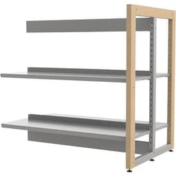 Rayonnage double face sur pieds structure bois/métal Ellipse - Manutan Expert - Image principale