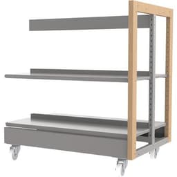 Rayonnage double face sur roulettes structure bois/métal Ellipse- Manutan Expert - Image principale