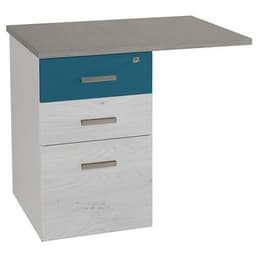 Retour suspendu Linéo 80x60 Caisson 3 T Chêne gris pied Blanc/Bleu argile - Image principale