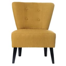 Fauteuil Marwin pied hêtre teinté noir revêtement tissu coloris Safran - Image principale