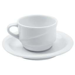 Tasse et soucoupe café en porcelaine ø6,4 cm 9cl blanc-xTanbul - Image principale