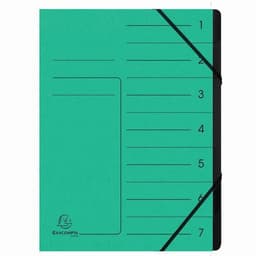 Lot de 10 Trieur agrafé avec élastiques int. noir 7 compart. A4 Vert - Image principale