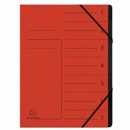 Lot de 10 Trieur agrafé avec élastiques int. noir 7 compart. A4 Rouge - Image principale